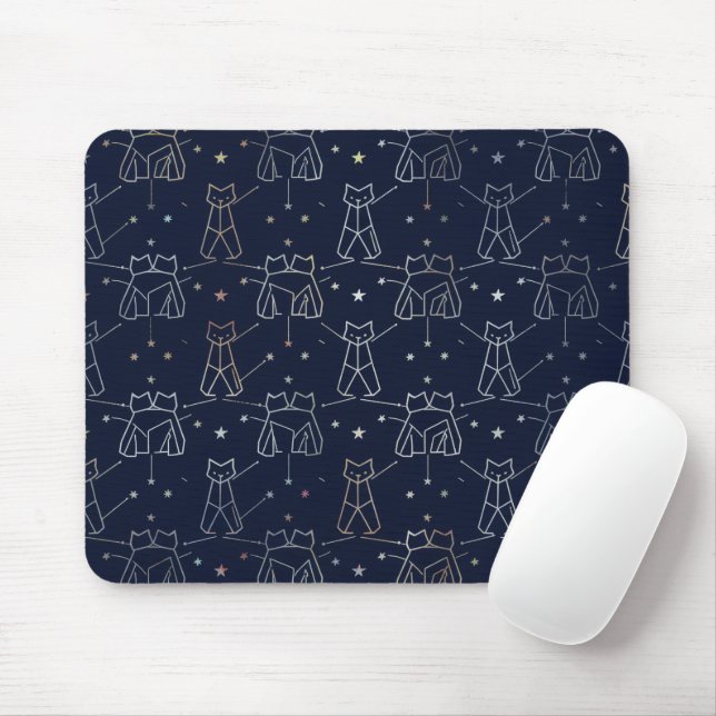 Himmel Katzen Konstellation Navy Blau Mauspad (Mit Mouse)