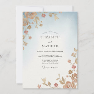 Himmel Kupfer Blatt Hochzeit Einladung