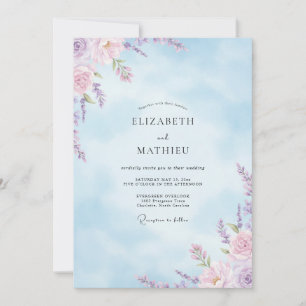 Himmel-Lavendel-Wildblumen-Hochzeit Einladung
