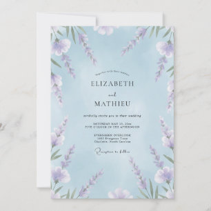 Himmel-Lila-Zweig-Eukalyptus-Hochzeit Einladung