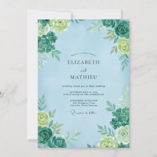 Himmel-Limonen-Blüten-Hochzeit Einladung