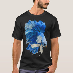 Himmel-Marmor-Halfmoon-Betta-Fisch mit Blau und We T-Shirt