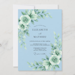 Himmel-Minz-Rosen-Hochzeit Einladung