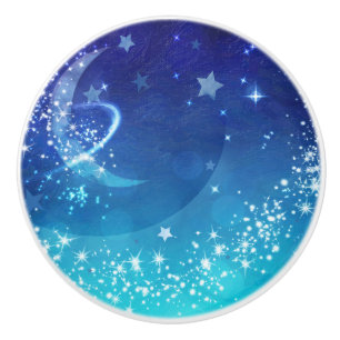 Himmel Mond Glanz & Sterne Wasserfarbe Keramikknauf