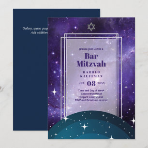 Himmel über BAR MITZVAH Galaxy Blue Gold Elegante Einladung