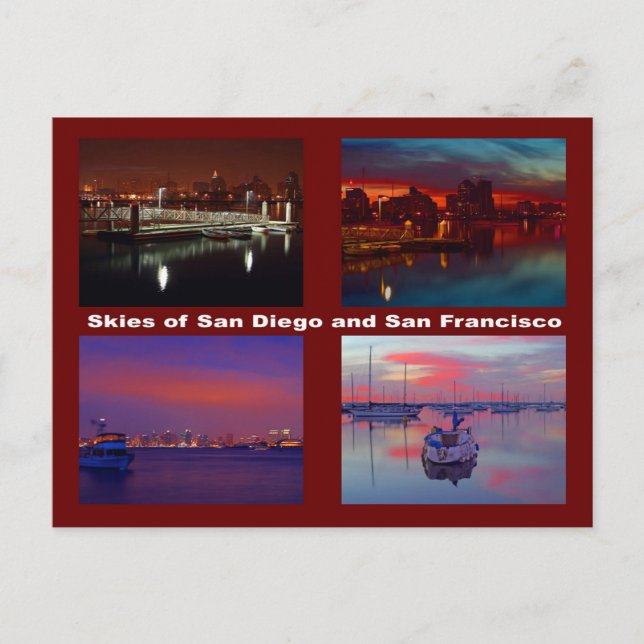 Himmel über San Diego und San Francisco Postkarte (Vorderseite)