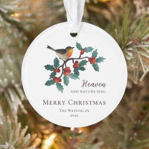 Himmel und Natur singen Vogel auf Stechpalme Weihn Ornament
