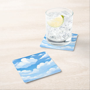 Himmel voller Wolken Wasserfarbenes Blau Himmel Rechteckiger Pappuntersetzer