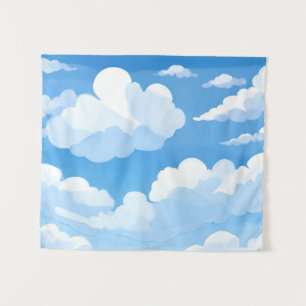 Himmel voller Wolken Wasserfarbenes Blaues Himme Wandteppich