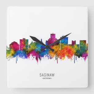 Himmel von Saginaw Michigan Quadratische Wanduhr