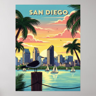 Himmel von San Diego, Kalifornien mit Möwe Poster