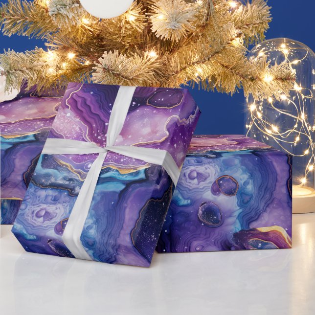 Himmelagit | Kosmisches abstraktes Steinmuster Geschenkpapier (Feiertage)