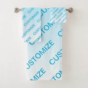 Himmelblau (änderbare Farbe!) Ombre & Textmuster Badhandtuch Set