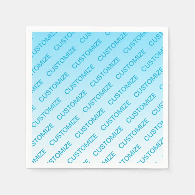 Himmelblau (änderbare Farbe!) Ombre & Textmuster Serviette (Vorderseite)