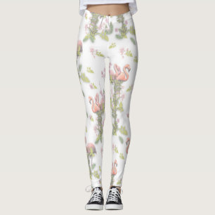 Himmelblau bewölkt und Flamingos Wiederholungsdruc Leggings