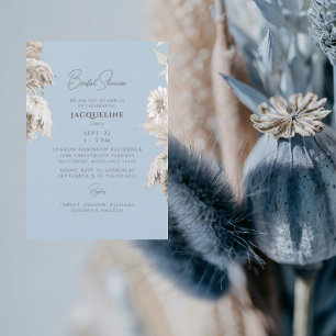 Himmelblau Boho Weiß Floral Brautparty Einladung