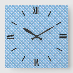 Himmelblau, Email-Look, genoppte Gitterstruktur Quadratische Wanduhr