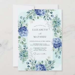 Himmelblau Grüne Botanische Hochzeit Einladung