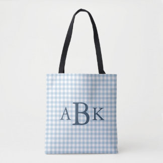 Himmelblau kariert mit Monogramm
