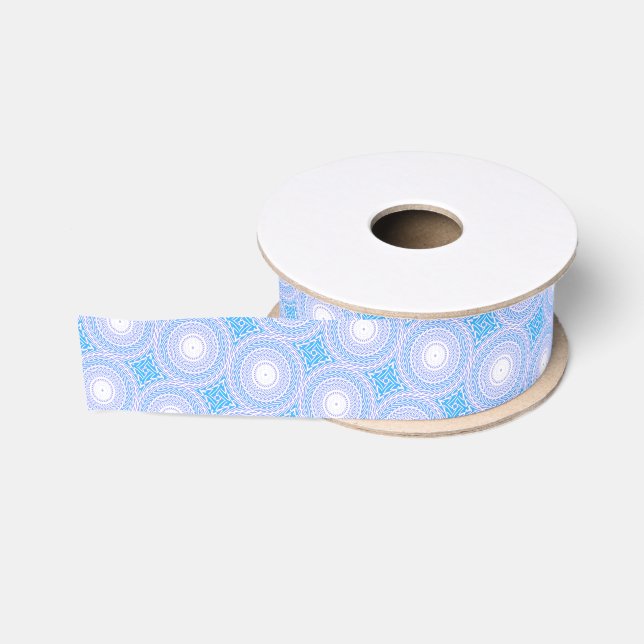 Himmelblau-Kreismuster Ripsband (Spule)
