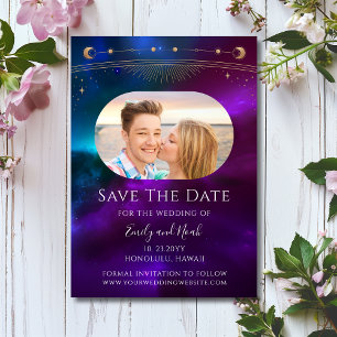 Himmelblau Purpur Teal Sonne Mond Save The Date