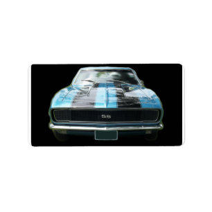 Himmelblau SS Camaro mit schwarzen Streifen Adressaufkleber