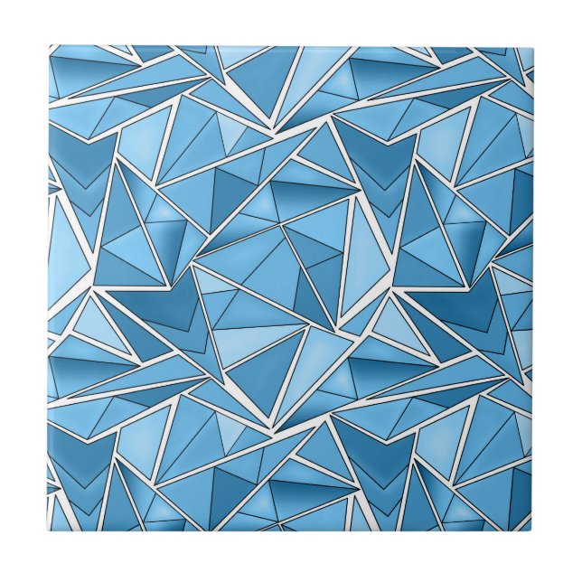 Himmelblau und blaue geometrische Formen Muster mo Fliese (Vorderseite)