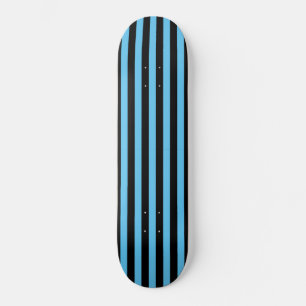 Himmelblau und Schwarz vertikal gestreift Skateboard
