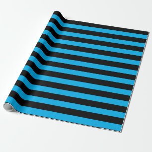 Himmelblau und schwarze Streifen Geschenkpapier