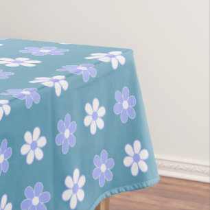 Himmelblau und weiße Blumen auf Blau Tischdecke