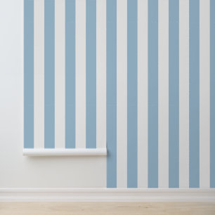 Himmelblau und Weiße Fette Vertikale Streifen Tapete