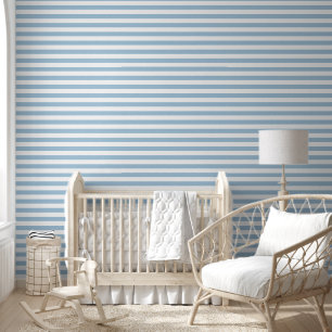 Himmelblau und weiße klassische horizontale Streif Tapete