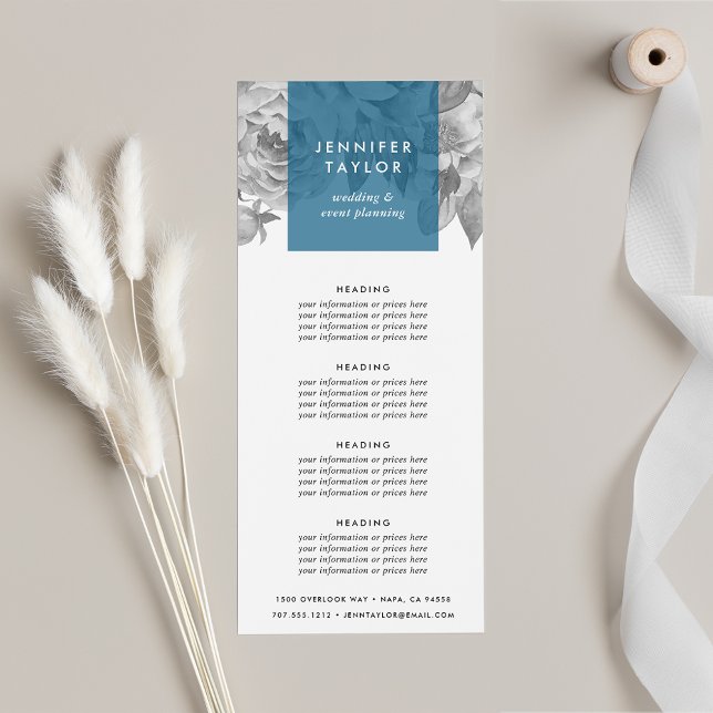 Himmelblau | Vintage Blumenpreise oder Dienstleist Werbekarte (Von Creator hochgeladen)