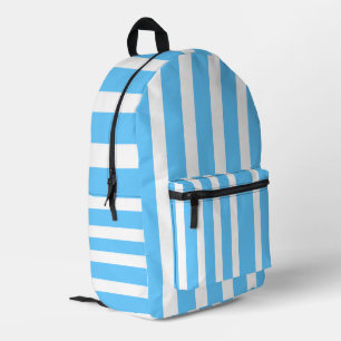 Himmelblau-weiße Cabanastreifen Bedruckter Rucksack
