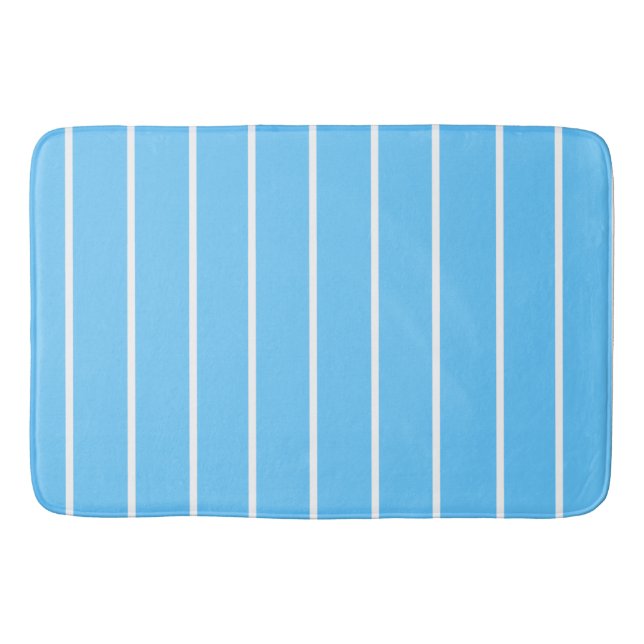 Himmelblau-weiße Sommerstreifen Badematte (Vorderseite)