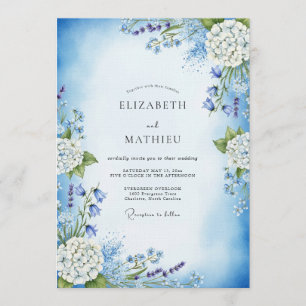 Himmelblaue Ätherische Blumenhochzeit Einladung