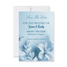 Himmelblaue Blumen-Save-the-Date-Karte