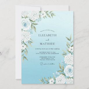 Himmelblaue Blütenhochzeit Einladung