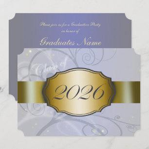 Himmelblaue Ernte und Gold Abschlussparty 2026 Einladung