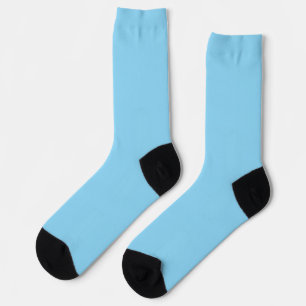 Himmelblaue Kompressionsstrümpfe mit schwarzer Fer Socken