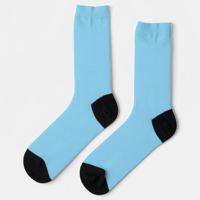 Himmelblaue Kompressionsstrümpfe mit schwarzer Fer Socken (Linkes Detail)