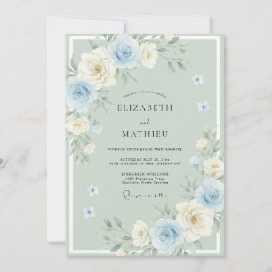 Himmelblaue Minzeblüten-Hochzeit Einladung