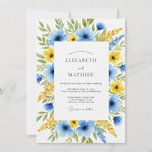 Himmelblaue Ringelblumen-Luxus-Hochzeit im Frühlin Einladung