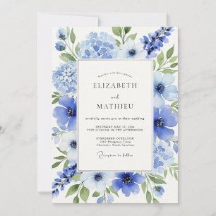 Himmelblaue Traumhochzeit im Frühling Einladung