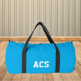 Himmelblaue und weiße Schulfarben und Buchstaben Duffle Bag
