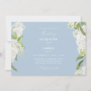 Himmelblaue Weiße Hortensien Hochzeit II Einladung