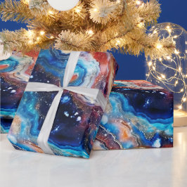 Himmelblauer Achat | Feueriges kosmische Steinmust Geschenkpapier