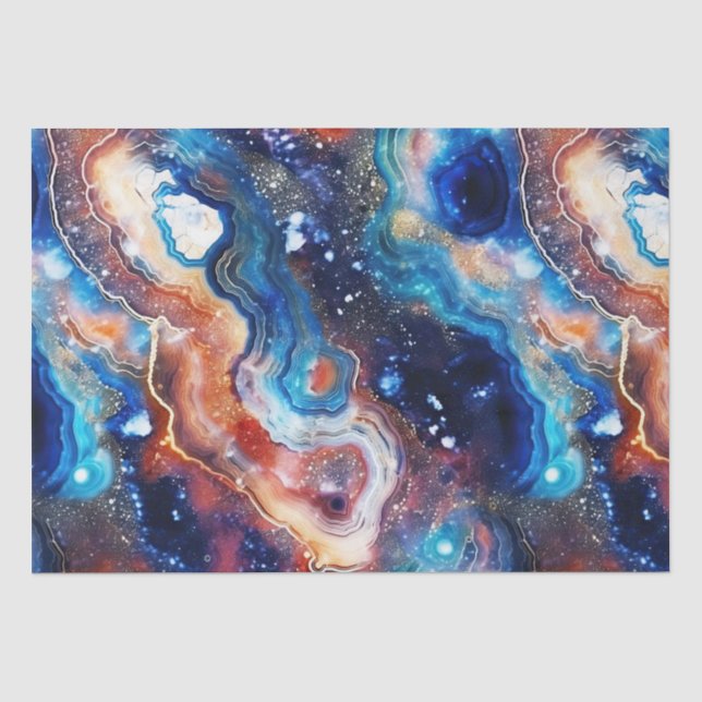 Himmelblauer Achat | Feuerstein-Kosmische Steinmus Seidenpapier (Vorderseite)