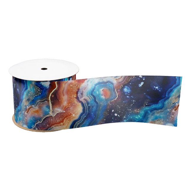 Himmelblauer Achat | Feuriges kosmische Steinmuste Satinband (Spule)