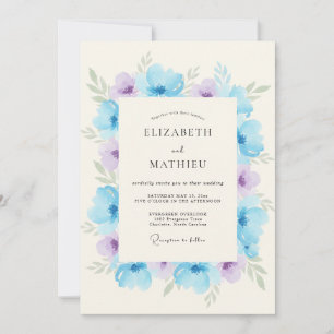 Himmelblauer Blumenbogen Romantische Hochzeit Einladung